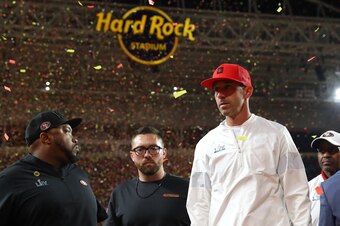 MIAMI, FLORIDA - FEBRUARY 02: Head coach Kyle Shanahan of the San Francisco 49ers reacts after losing to the Kansas City Chiefs 31-20 in Super Bowl LIV at Hard Rock Stadium on February 02, 2020 in Miami, Florida. (Photo by Maddie Meyer/Getty Images)