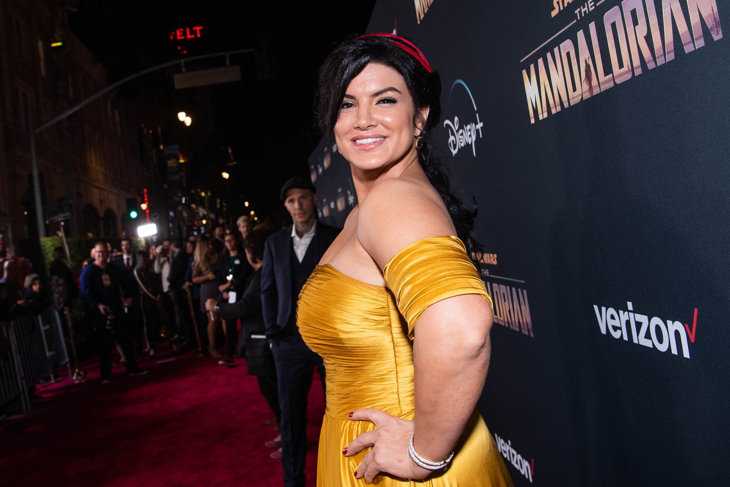 LOS ANGELES, CALIFORNIA - NOVEMBER 13: Gina Carano attends the premiere of Disney+'s 'The Mandalorian' at El Capitan Theatre on November 13, 2019 in Los Angeles, California. (Photo by Emma McIntyre/Getty Images)