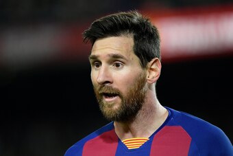 Barcelona's Argentine forward Lionel Messi gestures during the Spanish league football match be tween FC Barcelona and Levante UD at the Camp Nou stadium in Barcelona, on February 2, 2020. (Photo by LLUIS GENE / AFP) (Photo by LLUIS GENE/AFP via Getty Ima