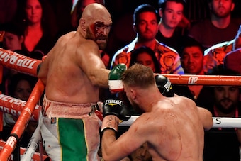 LAS VEGAS, NEVADA - SEPTEMBER 14: Tyson Fury during his heavyweight bout against Otto Wallin at T-Mobile Arena on September 14, 2019 in Las Vegas, Nevada. Tyson won by an unanimous decision after the 12-round bout.(Photo by Gene Blevins/Getty Images)