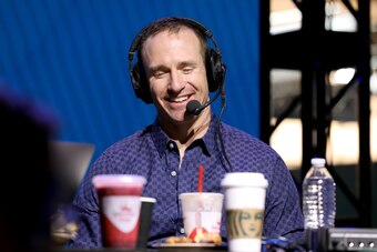 MIAMI, FLORIDA - JANUARY 31: NFL quarterback Drew Brees of the New Orleans Saints speaks onstage during day 3 of SiriusXM at Super Bowl LIV on January 31, 2020 in Miami, Florida. (Photo by Cindy Ord/Getty Images for SiriusXM )