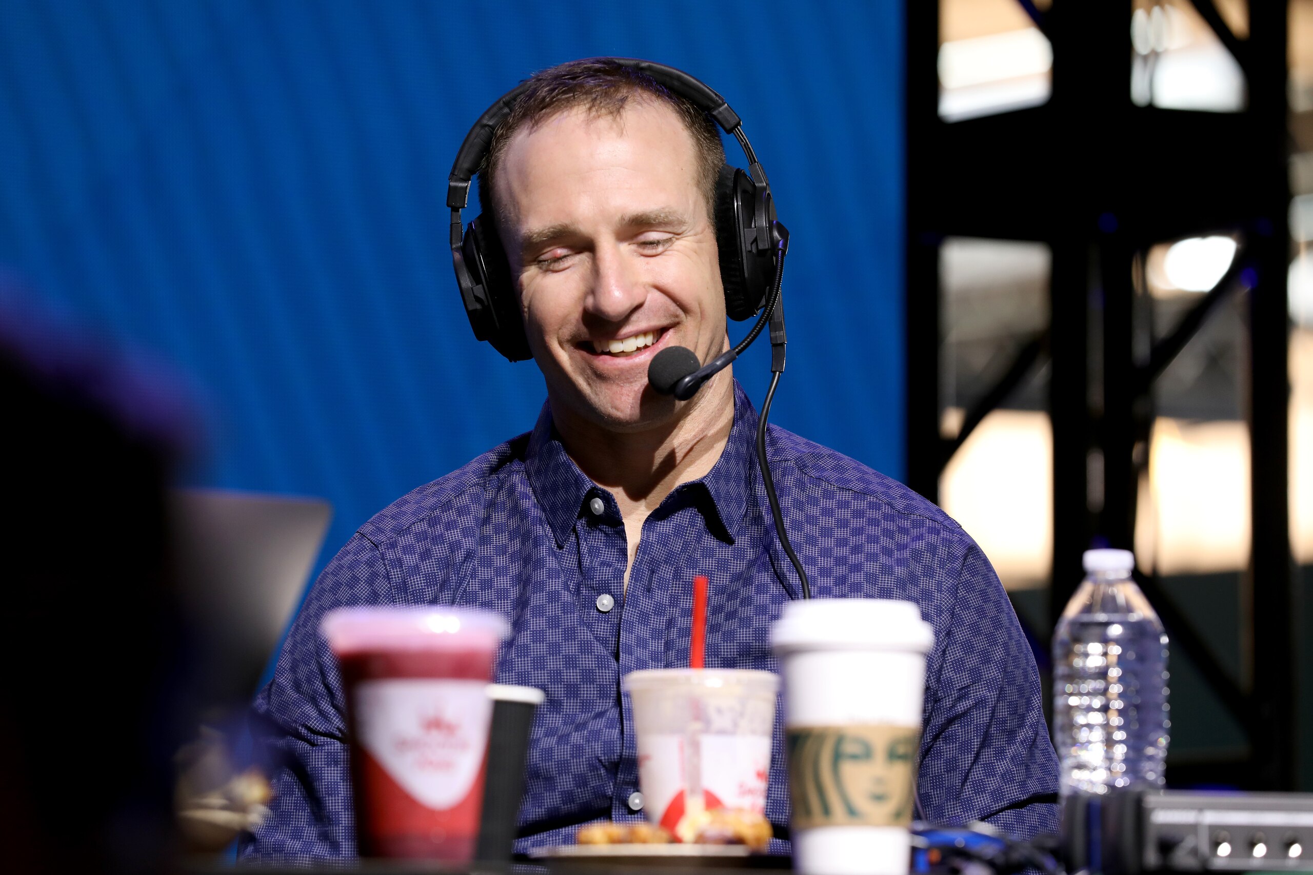 MIAMI, FLORIDA - JANUARY 31: NFL quarterback Drew Brees of the New Orleans Saints speaks onstage during day 3 of SiriusXM at Super Bowl LIV on January 31, 2020 in Miami, Florida. (Photo by Cindy Ord/Getty Images for SiriusXM )