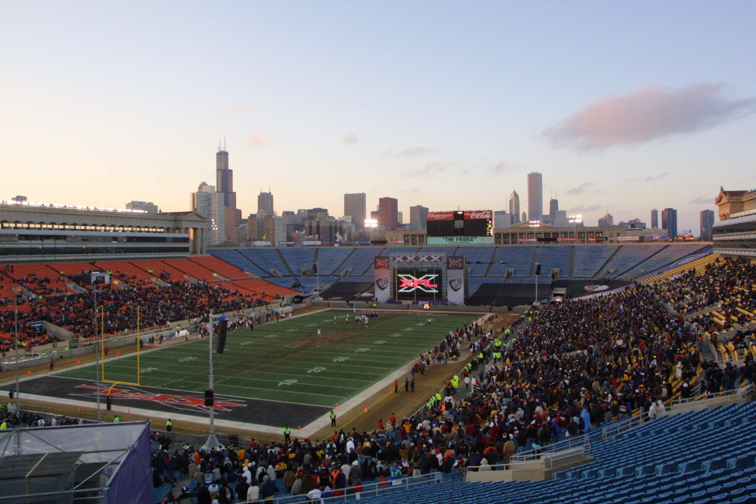 4 MAR 2001:  Approximately 15,000 fans attend an XFL football game featuring the Chicago Enforcers against the Las Vegas Outlaws at Soldier Field in Chicago, Illinois. DIGITAL IMAGE. Mandatory Credit: Tom Pidgeon/ALLSPORT