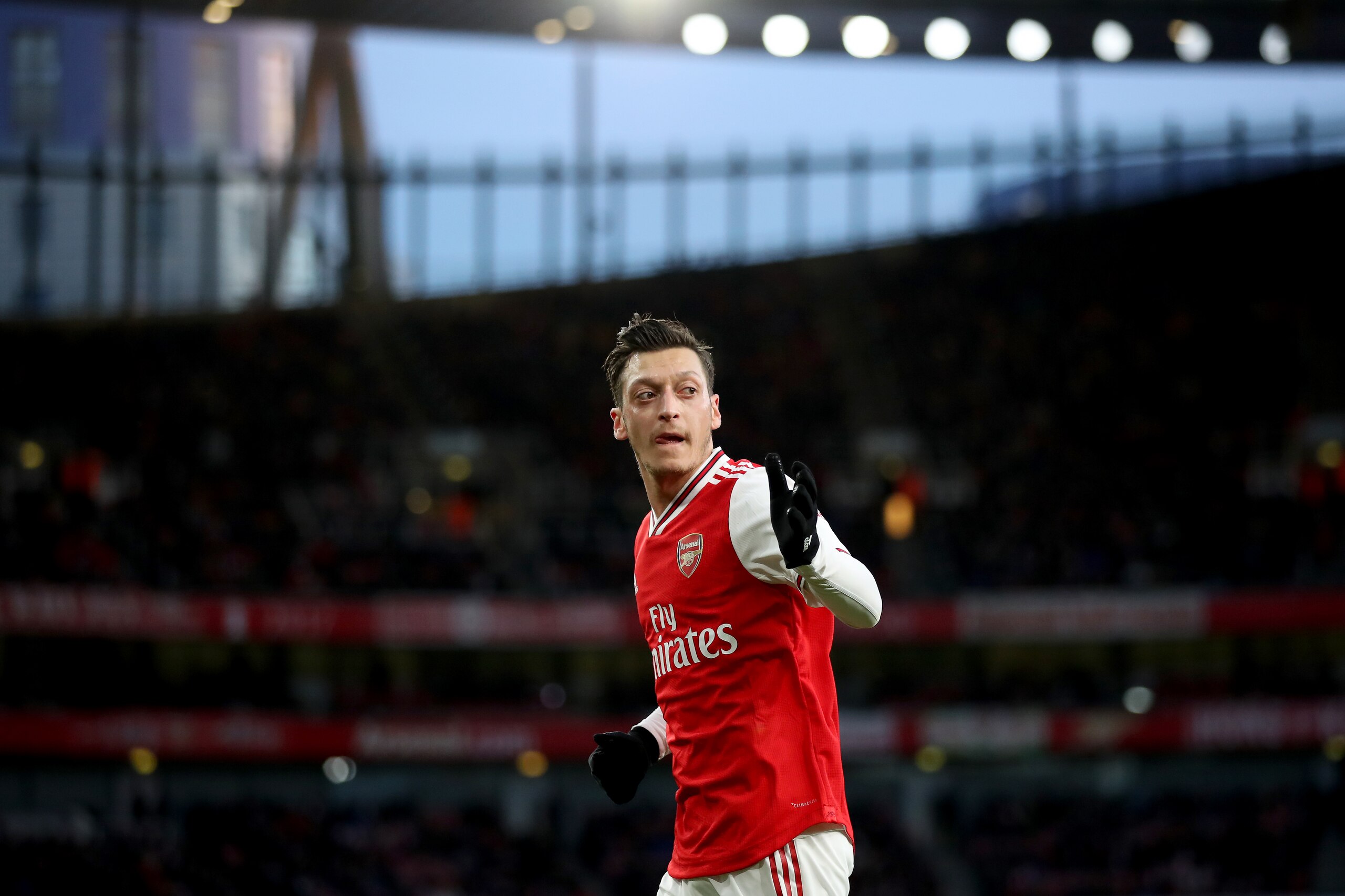 LONDON, ENGLAND - FEBRUARY 16: Mesut Ozil of Arsenal during the Premier League match between Arsenal FC and Newcastle United at Emirates Stadium on February 16, 2020 in London, United Kingdom. (Photo by Marc Atkins/Getty Images)