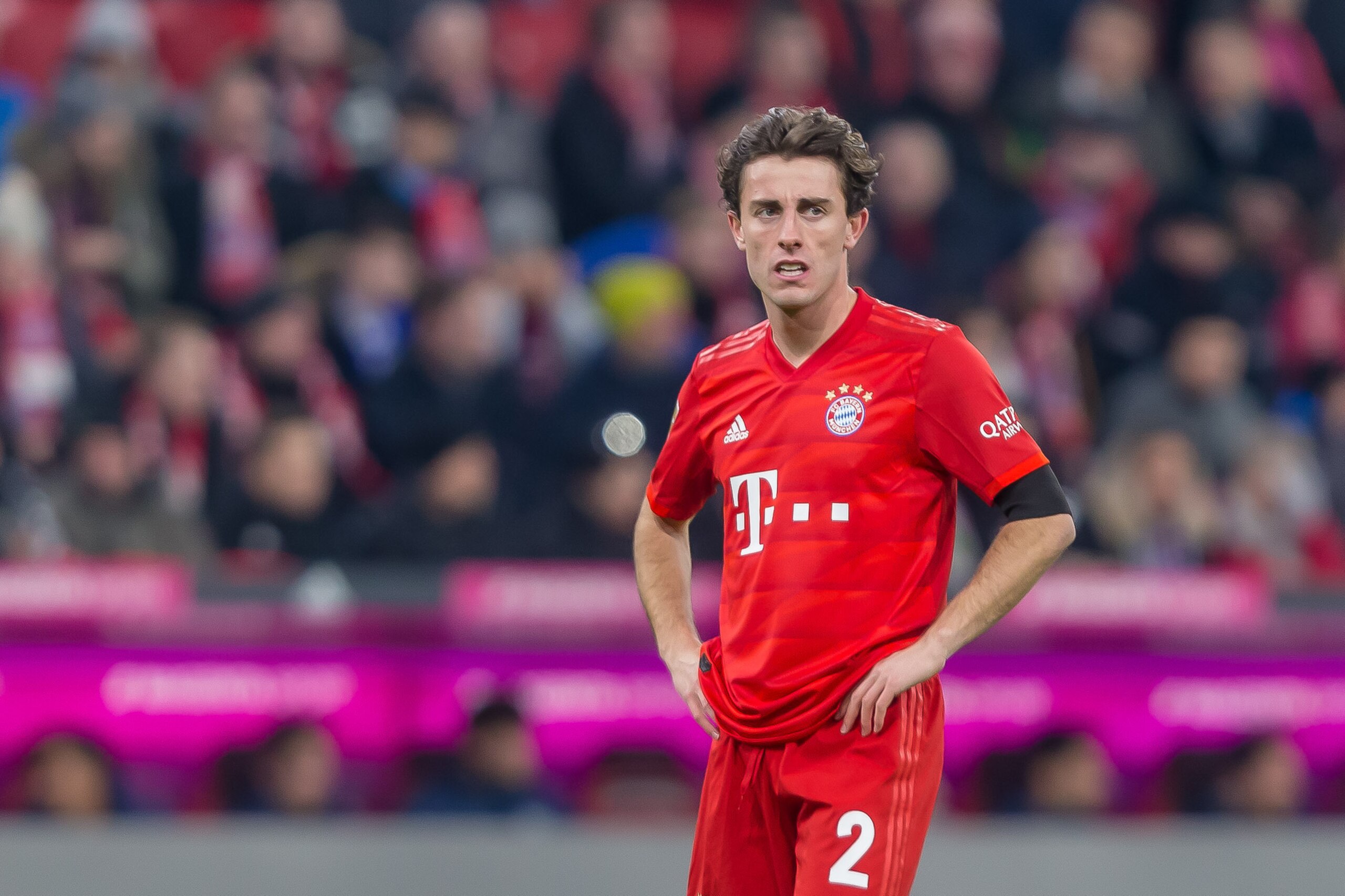 MUNICH, GERMANY - FEBRUARY 21: (BILD ZEITUNG OUT) Alvaro Odriozola of FC Bayern Muenchen Looks on during the Bundesliga match between FC Bayern Muenchen and SC Paderborn 07 at Allianz Arena on February 22, 2020 in Munich, Germany. (Photo by Harry Langer/D