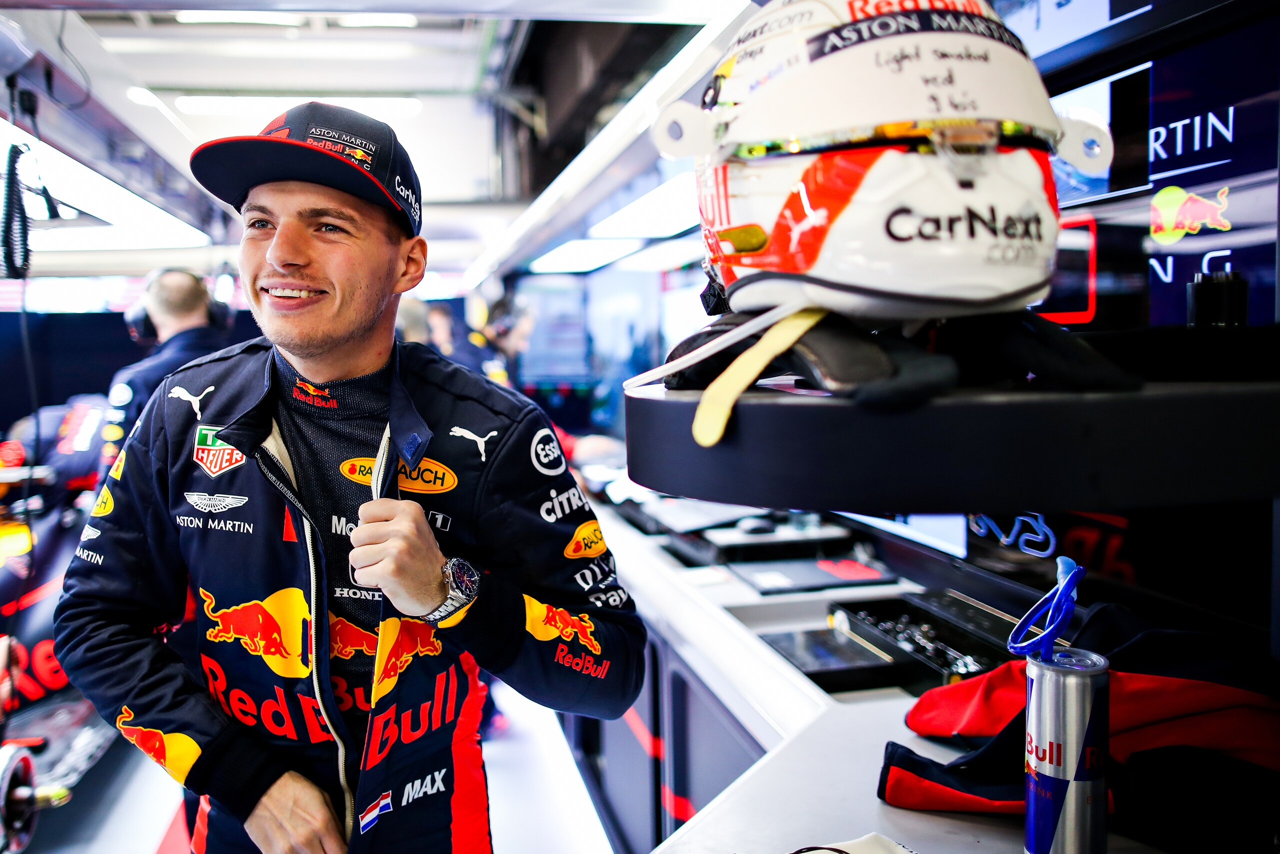 BARCELONA, SPAIN - FEBRUARY 21: Max Verstappen of Netherlands and Red Bull Racing prepares to drive in the garage during day three of F1 Winter Testing at Circuit de Barcelona-Catalunya on February 21, 2020 in Barcelona, Spain. (Photo by Mark Thompson/Get