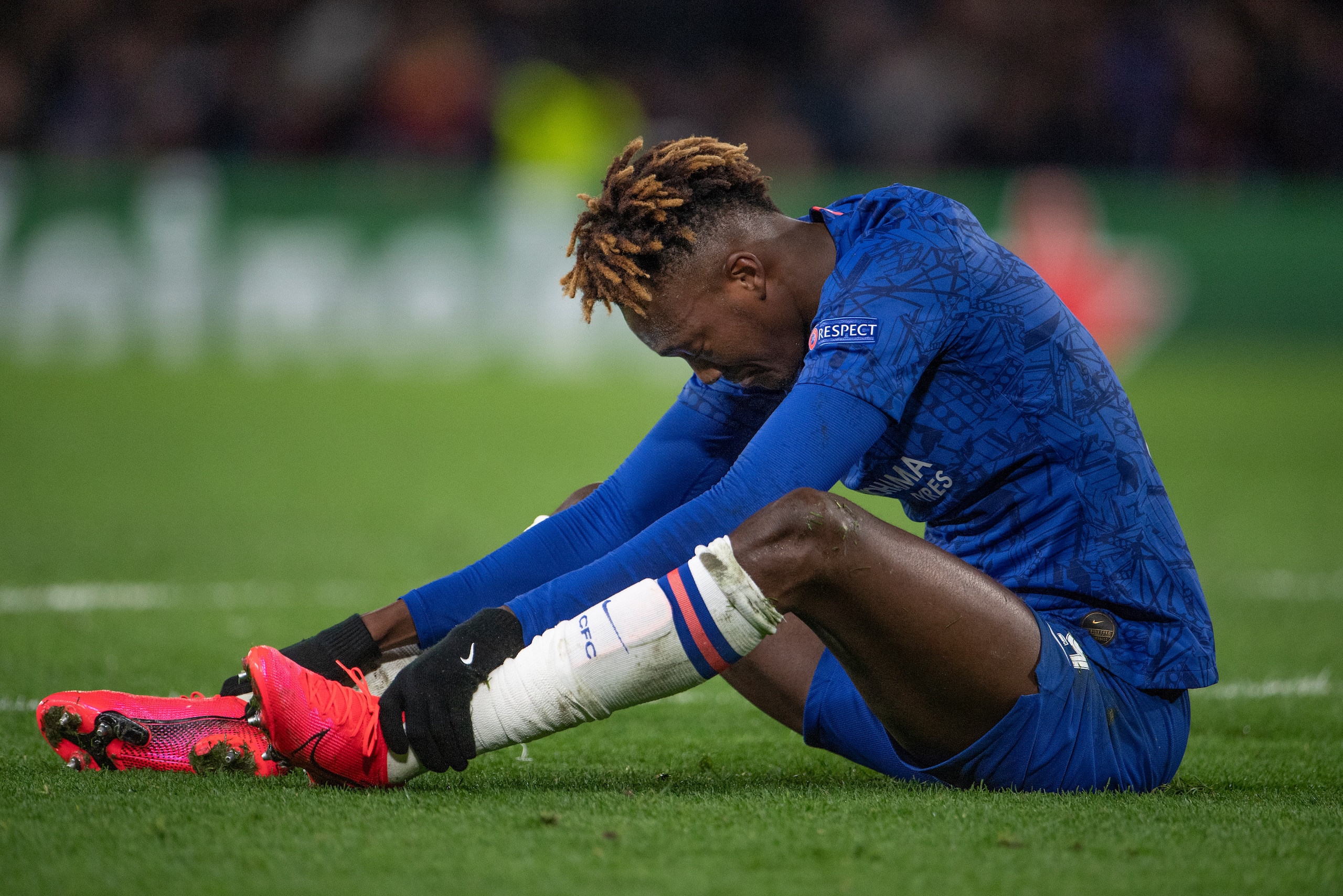LONDON, ENGLAND - FEBRUARY 25: Tammy Abraham of Chelsea during the UEFA Champions League round of 16 first leg match between Chelsea FC and FC Bayern Muenchen at Stamford Bridge on February 25, 2020 in London, United Kingdom. (Photo by Visionhaus)