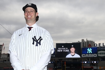 NEW YORK, NEW YORK - DECEMBER 18:  Gerrit Cole pose for a photo at Yankee Stadium during a press conference at Yankee Stadium on December 18, 2019  in New York City. (Photo by Mike Stobe/Getty Images)