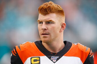 MIAMI, FLORIDA - DECEMBER 22:  Andy Dalton #14 of the Cincinnati Bengals looks on against the Miami Dolphins prior to the game at Hard Rock Stadium on December 22, 2019 in Miami, Florida. (Photo by Michael Reaves/Getty Images)