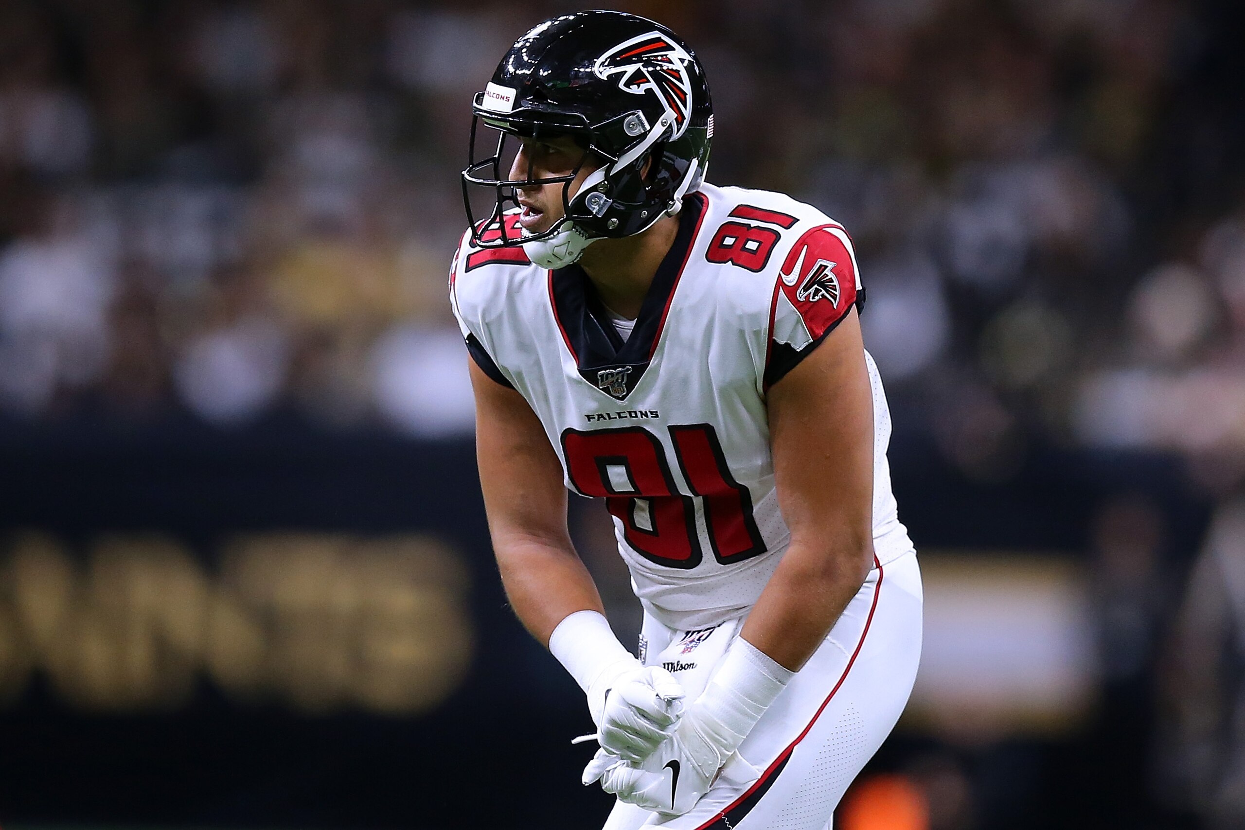 NEW ORLEANS, LOUISIANA - NOVEMBER 10: Austin Hooper #81 of the Atlanta Falcons in action during a game against the New Orleans Saints at the Mercedes Benz Superdome on November 10, 2019 in New Orleans, Louisiana. (Photo by Jonathan Bachman/Getty Images) NEW ORLEANS, LOUISIANA - NOVEMBER 10: Austin Hooper #81 of the Atlanta Falcons in action during a game against the New Orleans Saints at the Mercedes Benz Superdome on November 10, 2019 in New Orleans, Louisiana. (Photo by Jonathan Bachman/Getty Images)