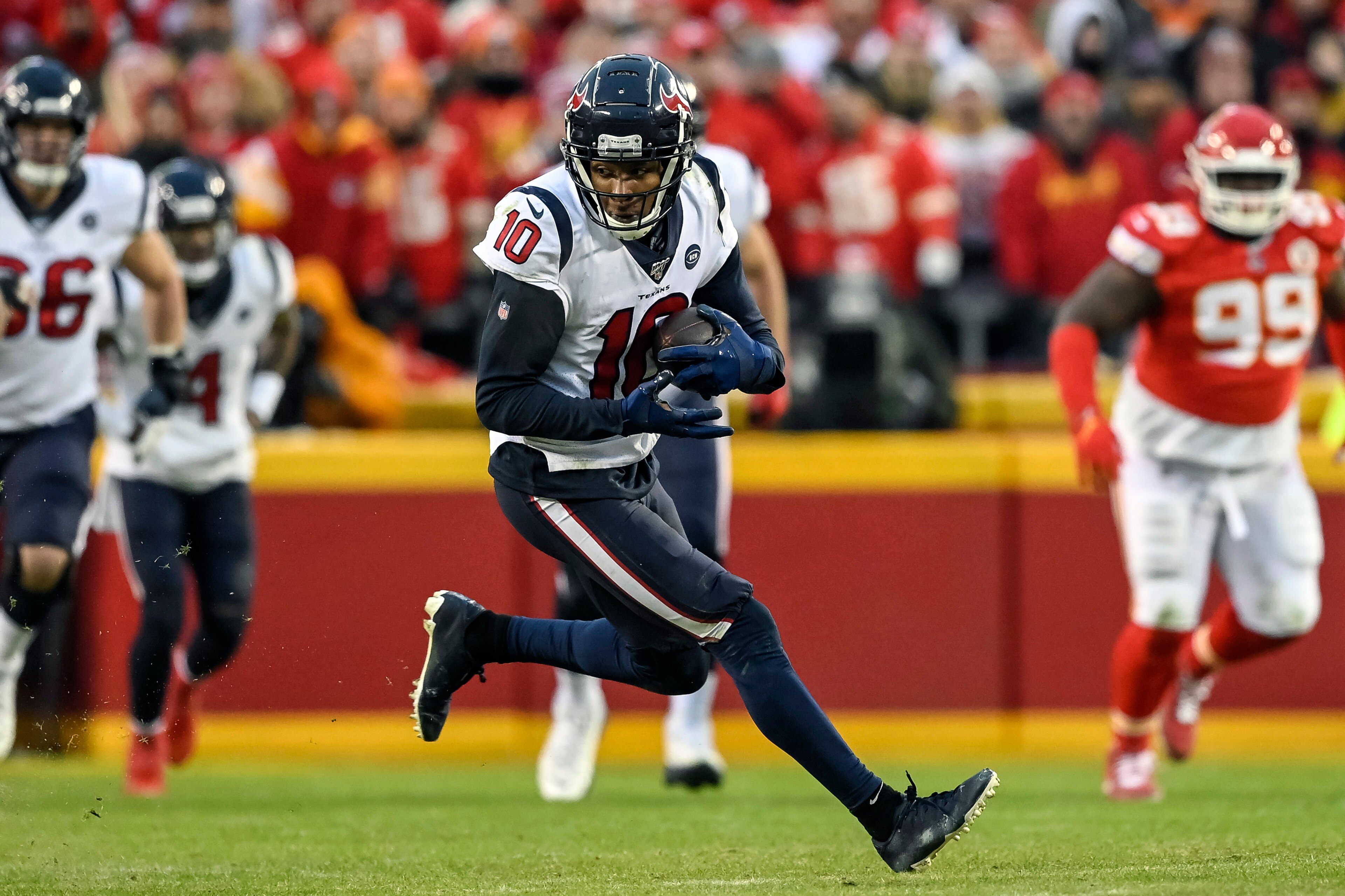 DeAndre Hopkins has more than 1,000 receiving yards in five of his seven NFL seasons and missed only two games in his career. DeAndre Hopkins has more than 1,000 receiving yards in five of his seven NFL seasons and missed only two games in his career.