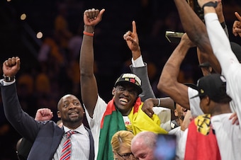 OAKLAND, CA - JUNE 13: Pascal Siakam #43 of the Toronto Raptors smiles after Game Six of the NBA Finals against the Golden State Warriors on June 13, 2019 at ORACLE Arena in Oakland, California. NOTE TO USER: User expressly acknowledges and agrees that, b