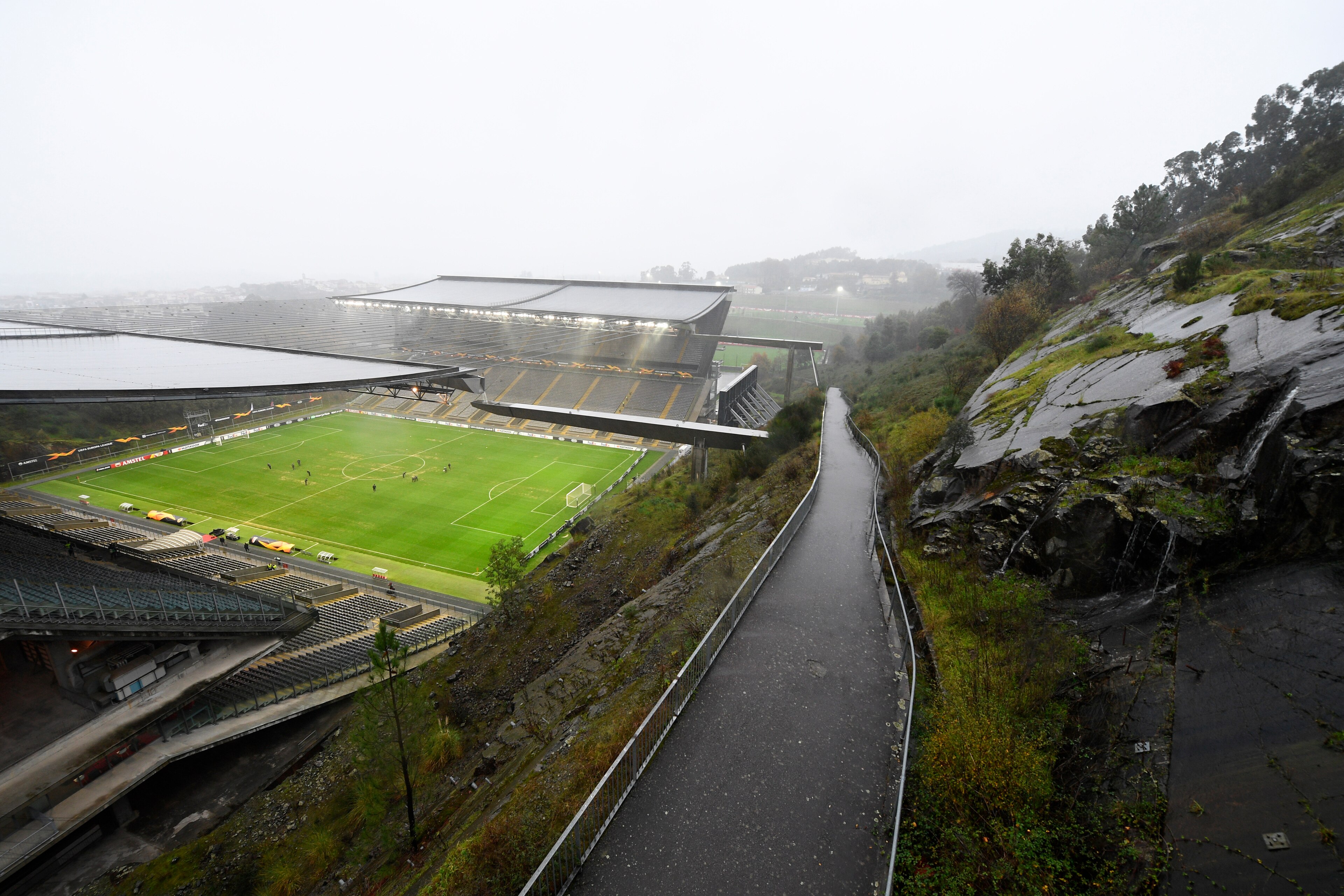 BRAGA, PORTUGAL - NOVEMBER 28: General view outside the stadium prior to the UEFA Europa League group K match between Sporting Braga and Wolverhampton Wanderers at Estadio Municipal de Braga on November 28, 2019 in Braga, Portugal. (Photo by Octavio Passo