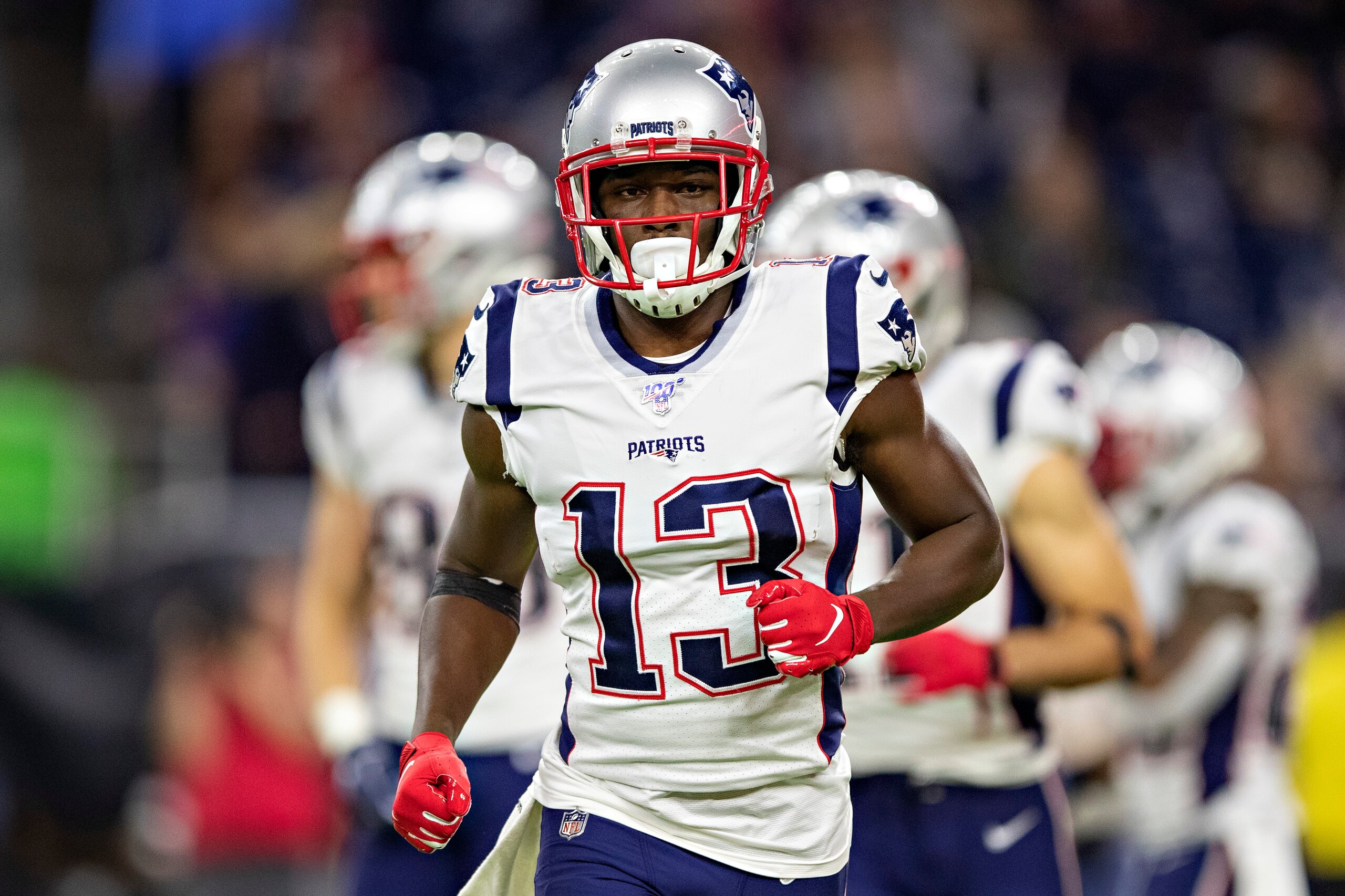 HOUSTON, TX - DECEMBER 1: Phillip Dorsett II #13 of the New England Patriots jogs off the field in the second half of a game against the Houston Texans at NRG Stadium on December 1, 2019 in Houston, Texas. The Texans defeated the Patriots 28-22. (Photo HOUSTON, TX - DECEMBER 1: Phillip Dorsett II #13 of the New England Patriots jogs off the field in the second half of a game against the Houston Texans at NRG Stadium on December 1, 2019 in Houston, Texas. The Texans defeated the Patriots 28-22. (Photo