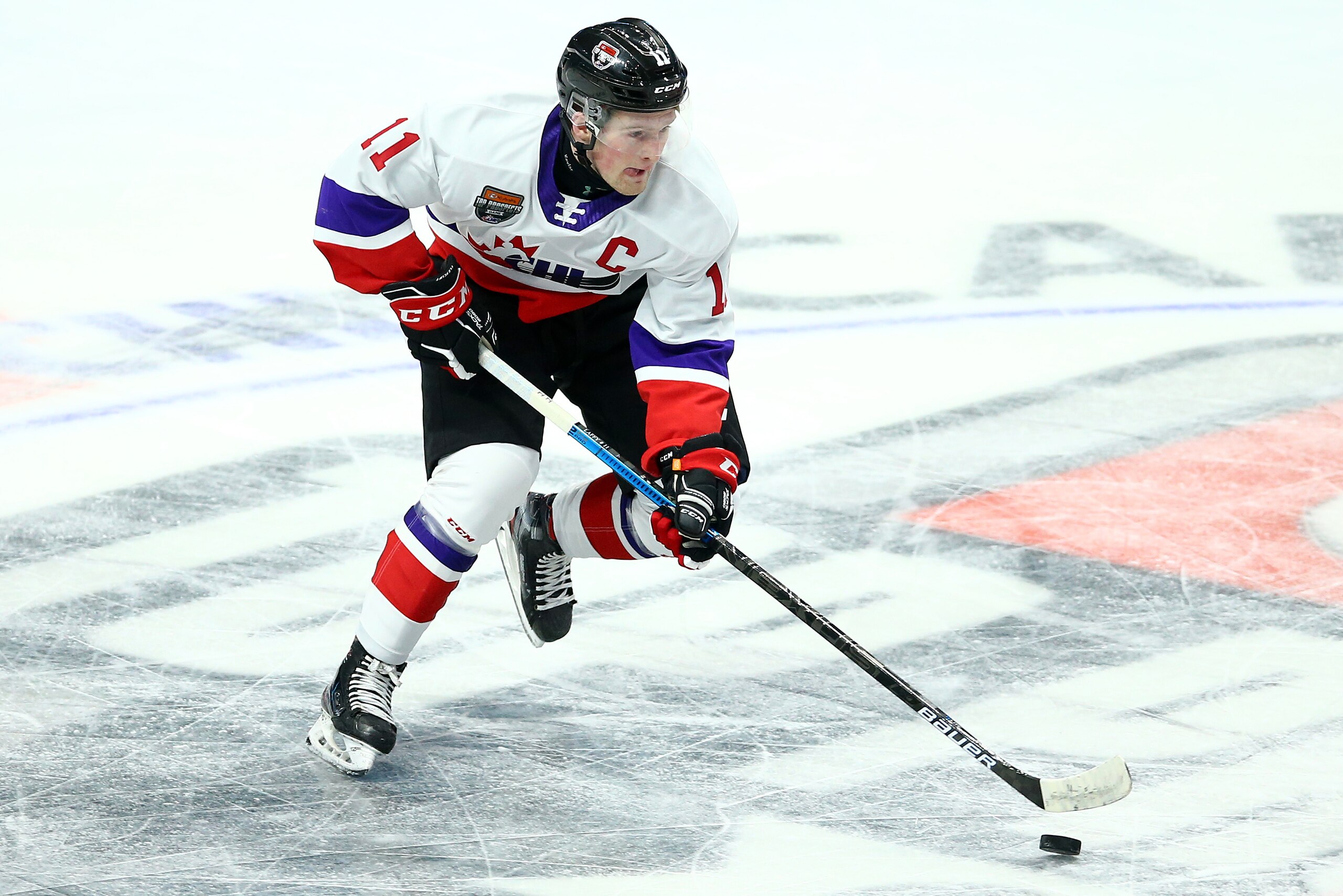 HAMILTON, ON - JANUARY 16:  Alexis Lafreniere #11 of Team White skates during the 2020 CHL/NHL Top Prospects Game against Team Red at FirstOntario Centre on January 16, 2020 in Hamilton, Canada.  (Photo by Vaughn Ridley/Getty Images)