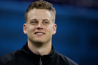 INDIANAPOLIS, IN - FEBRUARY 27: Quarterback Joe Burrow of LSU looks on during NFL Scouting Combine at Lucas Oil Stadium on February 27, 2020 in Indianapolis, Indiana. (Photo by Joe Robbins/Getty Images)