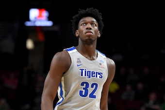 PORTLAND, OREGON - NOVEMBER 12: James Wiseman #32 of the Memphis Tigers walks up court during the first half of the game against the Oregon Ducks between the Oregon Ducks and Memphis Grizzlies at Moda Center on November 12, 2019 in Portland, Oregon. (Phot