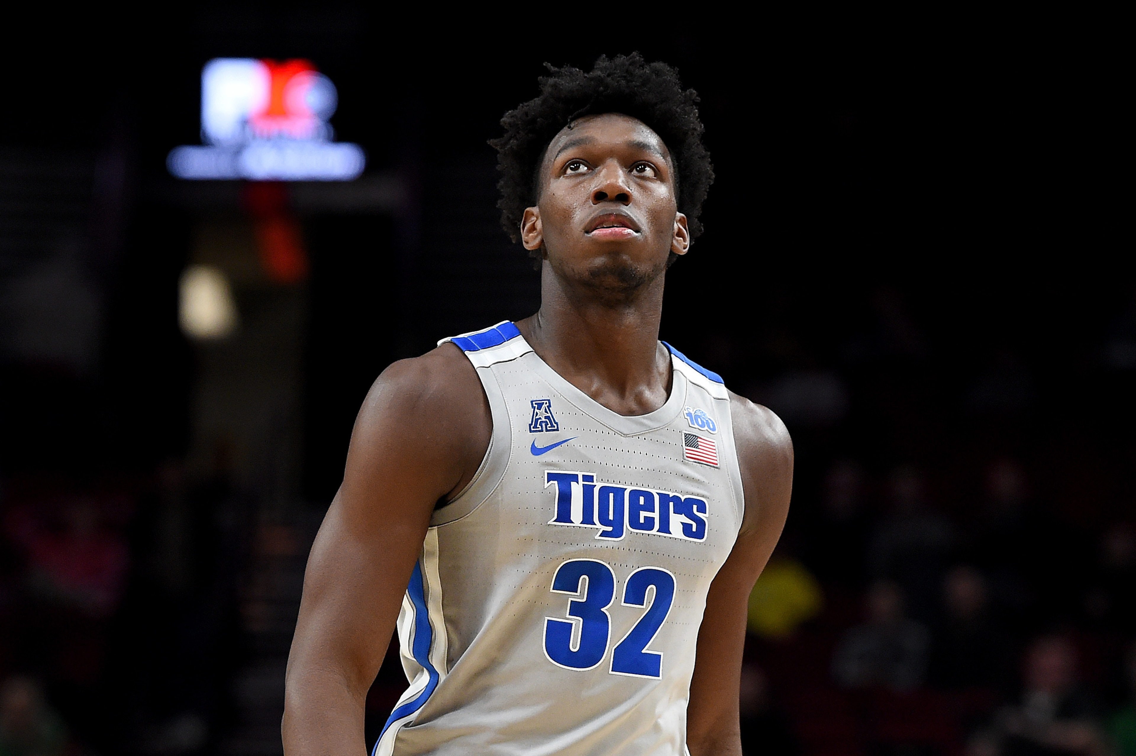 PORTLAND, OREGON - NOVEMBER 12: James Wiseman #32 of the Memphis Tigers walks up court during the first half of the game against the Oregon Ducks between the Oregon Ducks and Memphis Grizzlies at Moda Center on November 12, 2019 in Portland, Oregon. (Phot PORTLAND, OREGON - NOVEMBER 12: James Wiseman #32 of the Memphis Tigers walks up court during the first half of the game against the Oregon Ducks between the Oregon Ducks and Memphis Grizzlies at Moda Center on November 12, 2019 in Portland, Oregon. (Phot