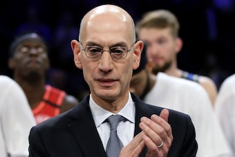 CHICAGO, ILLINOIS - FEBRUARY 16: NBA Commissioner Adam Silver applauds after Team LeBron beat Team Giannis 157-155 in the 69th NBA All-Star Game at the United Center on February 16, 2020 in Chicago, Illinois. NOTE TO USER: User expressly acknowledges and CHICAGO, ILLINOIS - FEBRUARY 16: NBA Commissioner Adam Silver applauds after Team LeBron beat Team Giannis 157-155 in the 69th NBA All-Star Game at the United Center on February 16, 2020 in Chicago, Illinois. NOTE TO USER: User expressly acknowledges and