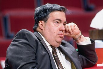 CHICAGO, IL - DECEMBER 19: Jerry Krause, general manager of the Chicago Bulls, looks on during the game against the Dallas Mavericks on December 19, 1995 at the United Center in Chicago, Illinois. NOTE TO USER: User expressly acknowledges and agrees that,