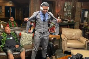 UNSPECIFIED LOCATION - APRIL 23: (EDITORIAL USE ONLY) In this still image from video provided by the NFL, Tua Tagovailoa shows off the lining of his jacket during the first round of the 2020 NFL Draft on April 23, 2020. (Photo by NFL via Getty Images)