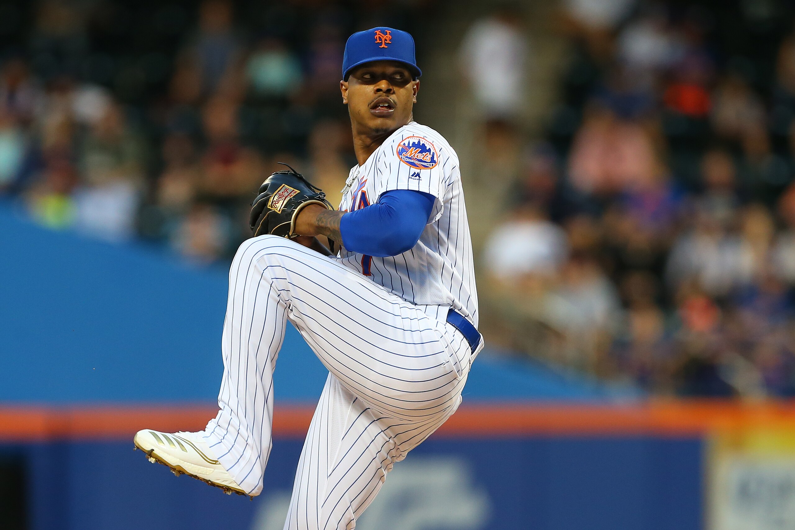 NEW YORK, NY - AUGUST 27: Marcus Stroman #7 of the New York Mets in action against the Chicago Cubs during a game at Citi Field on August 27, 2019 in New York City. (Photo by Rich Schultz/Getty Images) NEW YORK, NY - AUGUST 27: Marcus Stroman #7 of the New York Mets in action against the Chicago Cubs during a game at Citi Field on August 27, 2019 in New York City. (Photo by Rich Schultz/Getty Images)