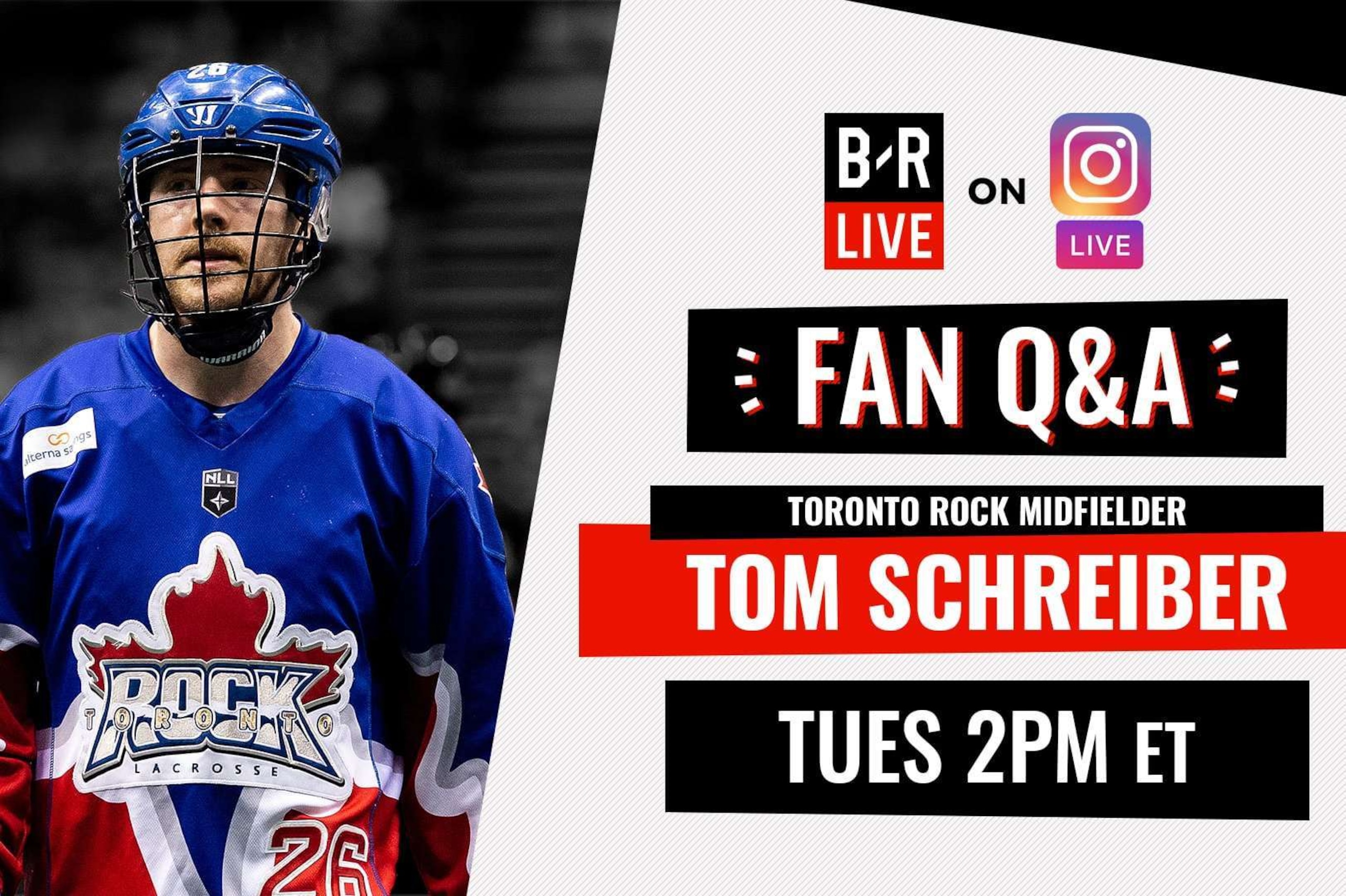 Former NLL Rookie of the Year Tom Schreiber will answer fan questions this Tuesday afternoon.