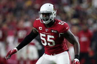 PHOENIX, AZ - DECEMBER 08: Chandler Jones #55 of the Arizona Cardinals in action during the game against the Pittsburgh Steelers at State Farm Stadium on December 8, 2019 in Glendale, Arizona. The Steelers defeated the Cardinals 23-17. (Photo by Rob Leite