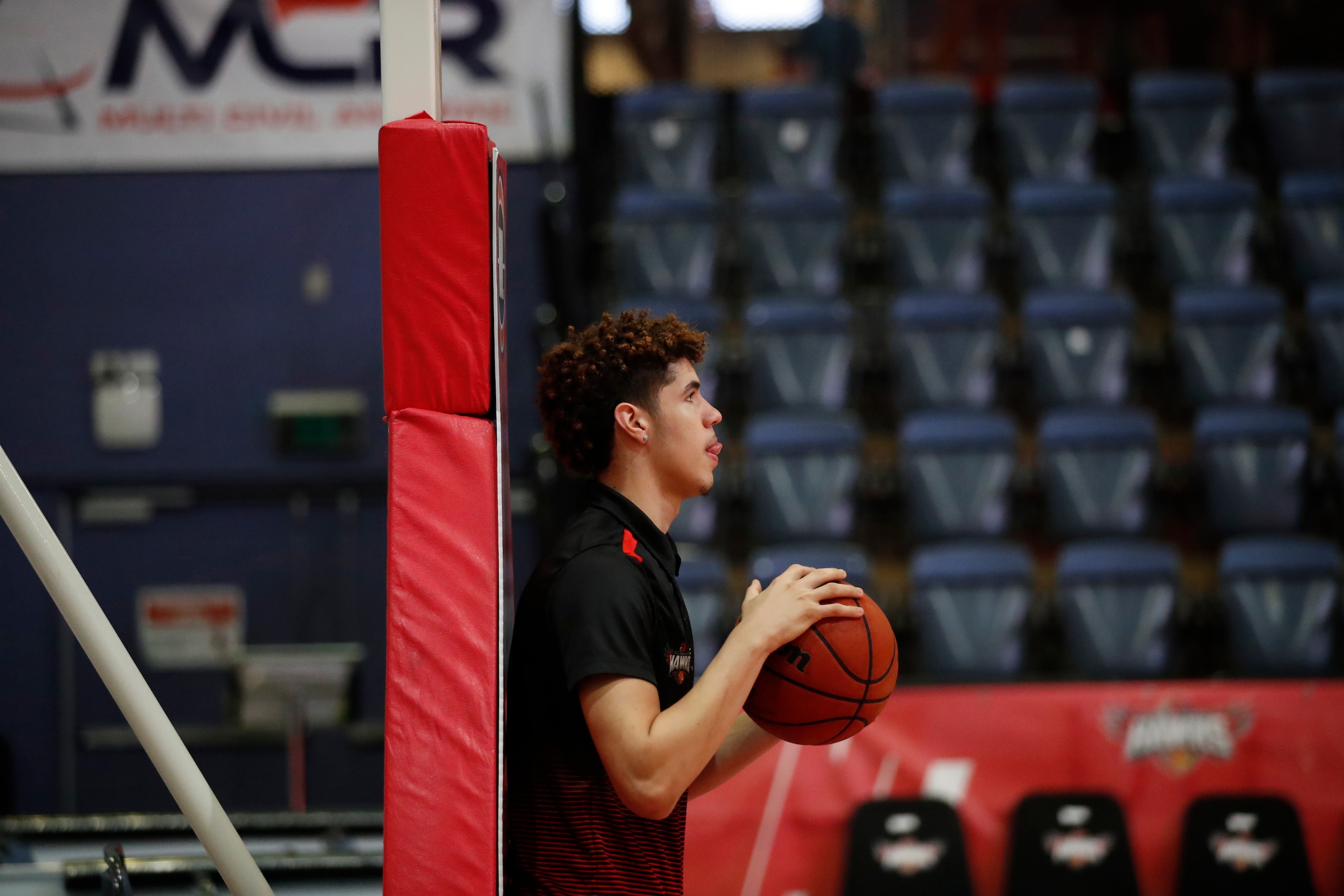 WOLLONGONG, AUSTRALIA - DECEMBER 31: LaMelo Ball holds a basketball during warmups before the round 13 NBL match between the Illawarra Hawks and the Sydney Kings at WIN Entertainment Centre on December 31, 2019 in Wollongong, Australia. (Photo by Brent Le
