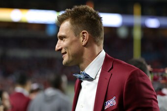 MIAMI, FLORIDA - FEBRUARY 02: Former NFL player Rob Gronkowski looks on prior to Super Bowl LIV against the Kansas City Chiefs at Hard Rock Stadium on February 02, 2020 in Miami, Florida. (Photo by Maddie Meyer/Getty Images)
