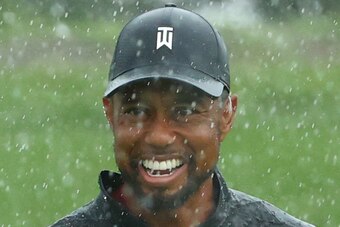 HOBE SOUND, FLORIDA - MAY 24: Tiger Woods warms up on the range prior to The Match: Champions For Charity at Medalist Golf Club on May 24, 2020 in Hobe Sound, Florida. (Photo by Mike Ehrmann/Getty Images for The Match)