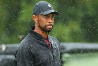 HOBE SOUND, FLORIDA - MAY 24: Tiger Woods warms up on the range prior to The Match: Champions For Charity at Medalist Golf Club on May 24, 2020 in Hobe Sound, Florida. (Photo by Mike Ehrmann/Getty Images for The Match)
