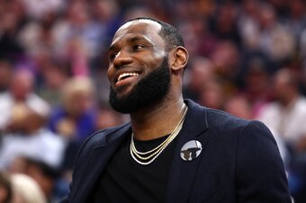 SAN FRANCISCO, CALIFORNIA - FEBRUARY 27:  LeBron James #23 of the Los Angeles Lakers sits on the bench injured during their game against the Golden State Warriors at Chase Center on February 27, 2020 in San Francisco, California.  NOTE TO USER: User expre