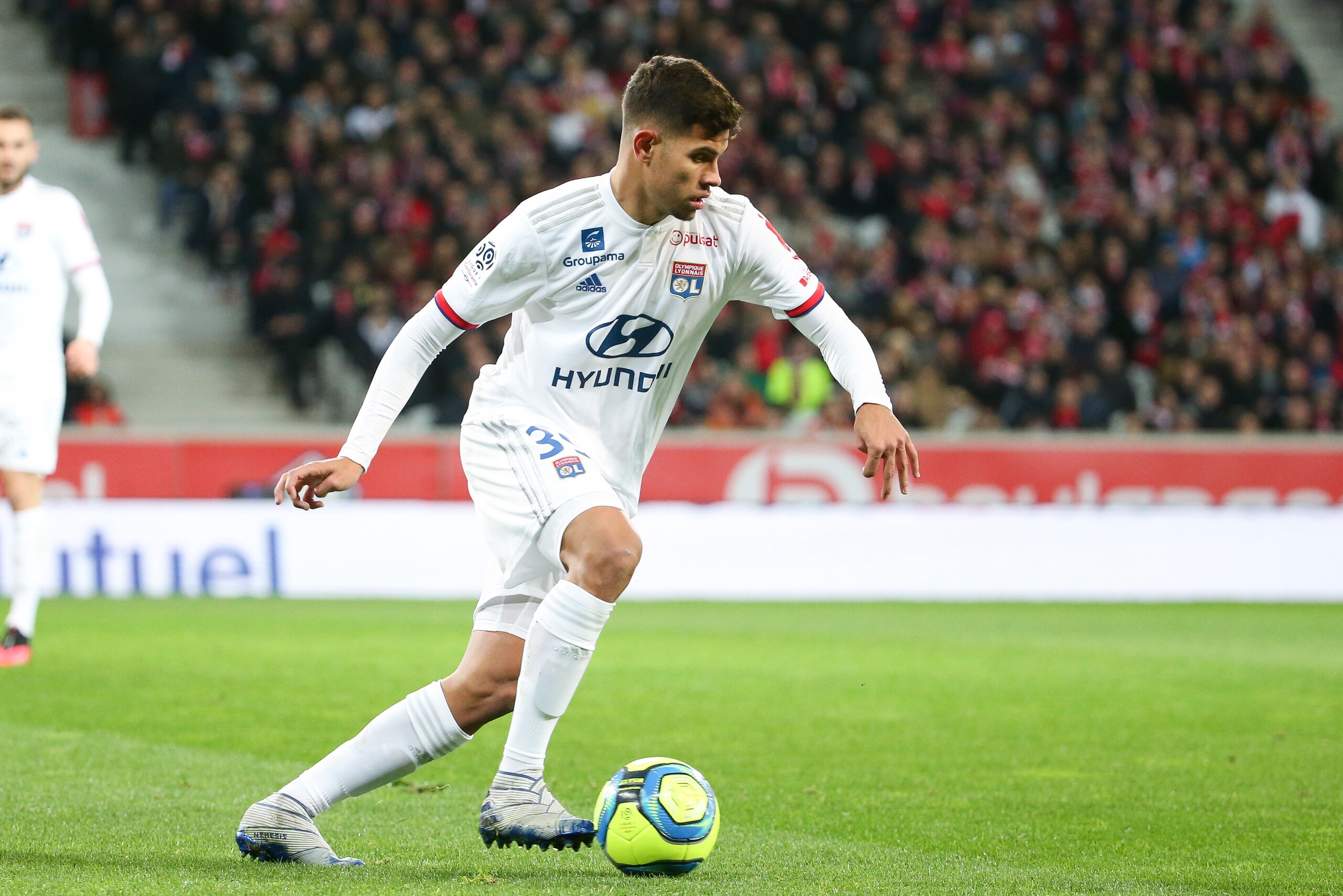 LILLE, FRANCE - MARCH 8: Bruno Guimaraes of Lyon during the Ligue 1 match between Lille OSC (LOSC) and Olympique Lyonnais (Lyon, OL) at Stade Pierre Mauroy on March 8, 2020 in Villeneuve d'Ascq near Lille, France. (Photo by Jean Catuffe/Getty Images)