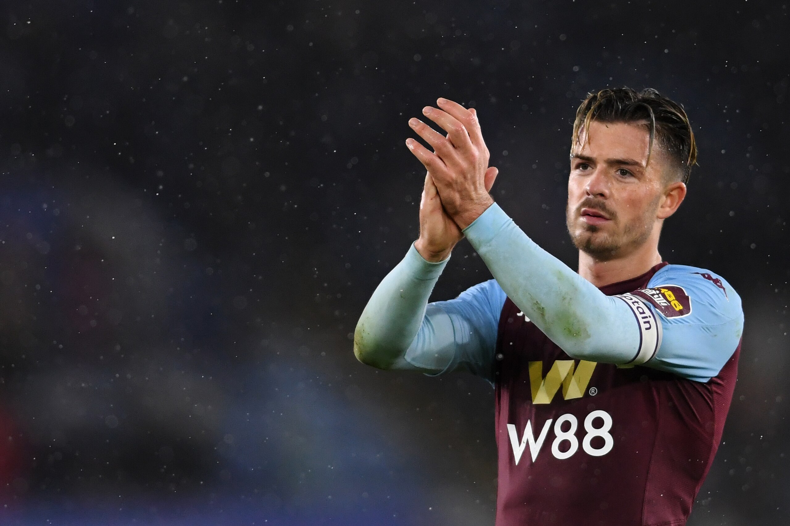 LEICESTER, ENGLAND - MARCH 09:  Jack Grealish of Aston Villa looks dejected after defeat in the Premier League match between Leicester City and Aston Villa at The King Power Stadium on March 09, 2020 in Leicester, United Kingdom. (Photo by Ross Kinnaird/G