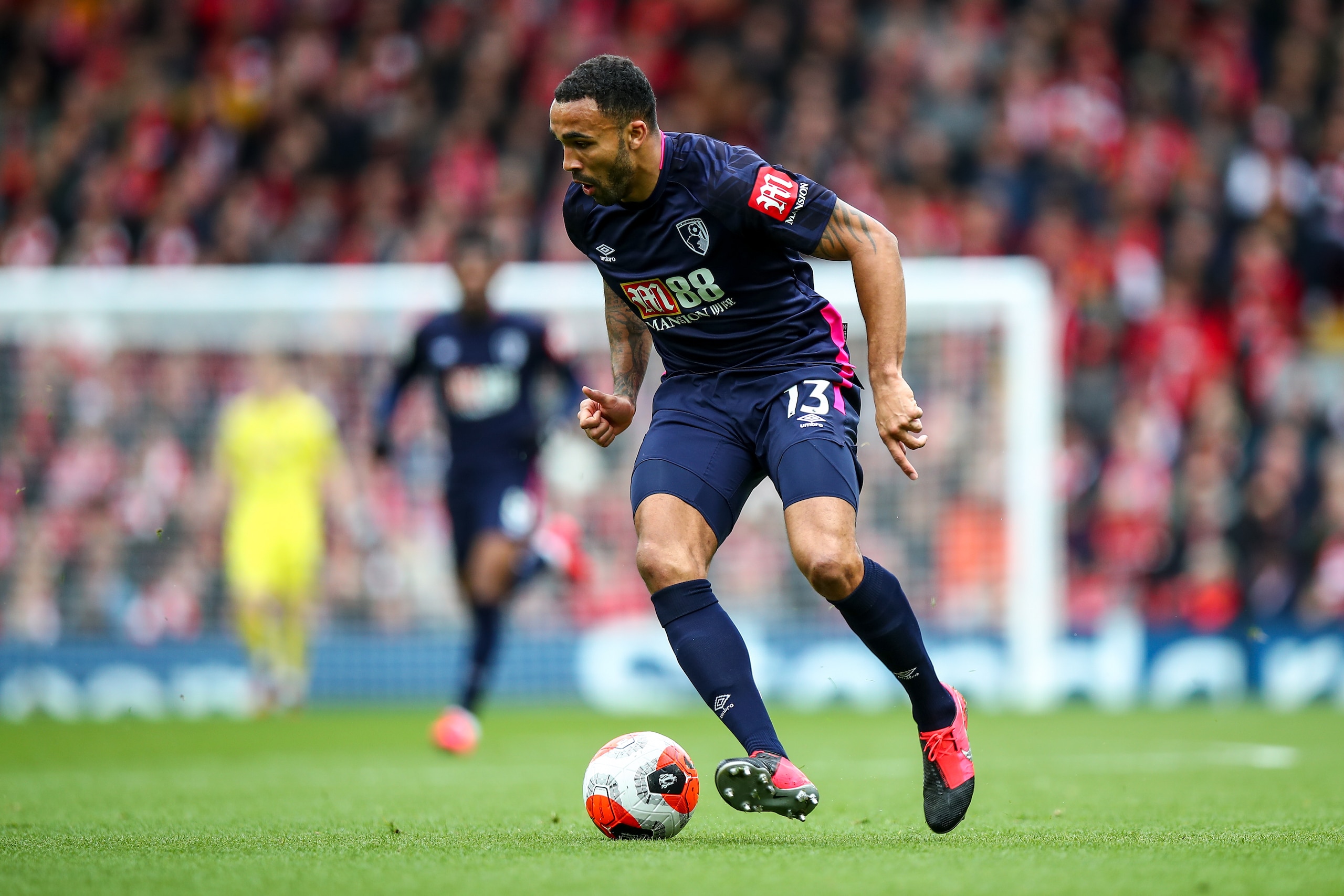 LIVERPOOL, ENGLAND - MARCH 07: Callum Wilson of Bournemouth during the Premier League match between Liverpool FC and AFC Bournemouth  at Anfield on March 7, 2020 in Liverpool, United Kingdom. (Photo by Robbie Jay Barratt - AMA/Getty Images)