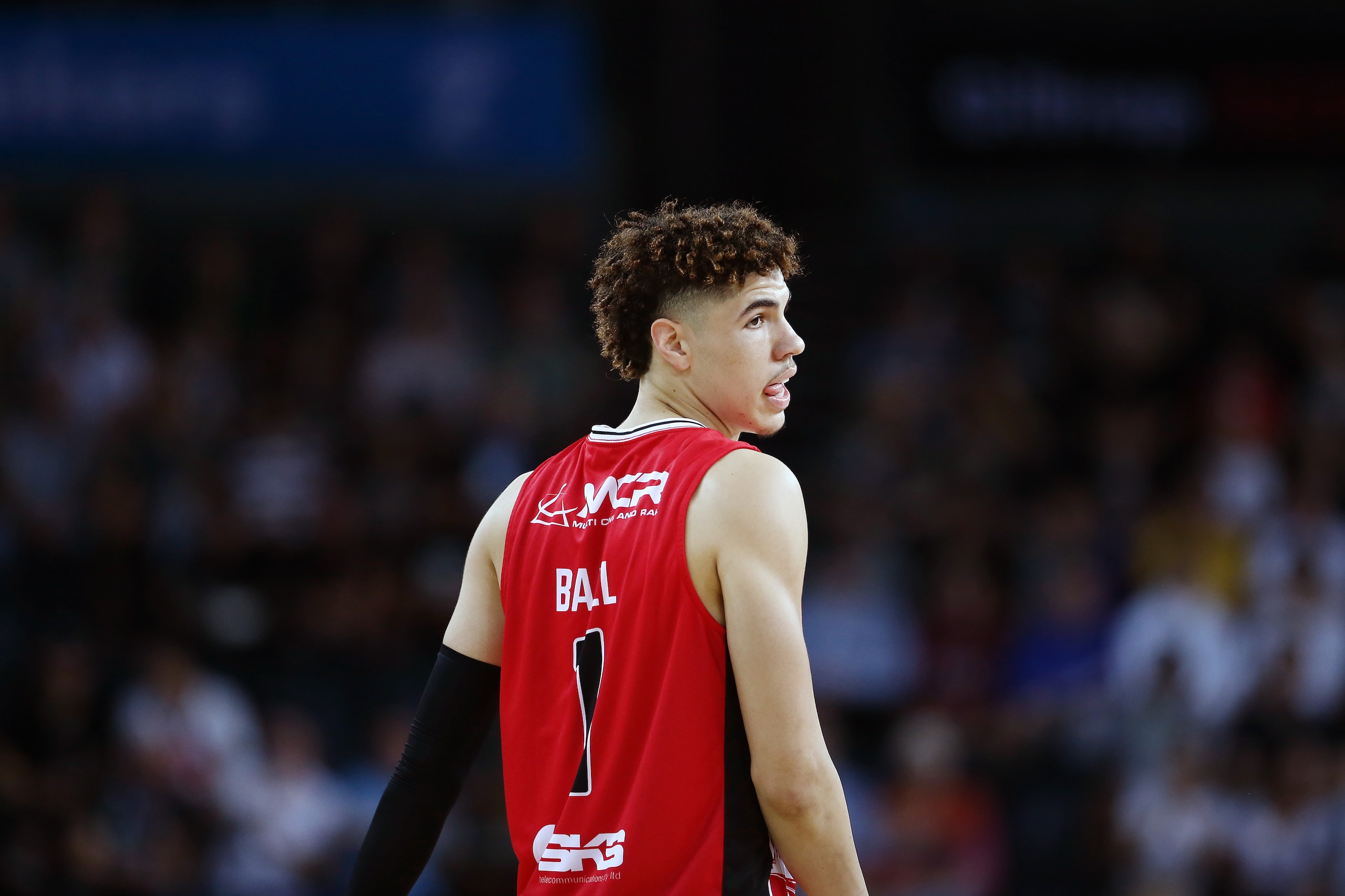 AUCKLAND, NEW ZEALAND - NOVEMBER 30: LaMelo Ball of the Hawks looks on during the round 9 NBL match between the New Zealand Breakers and the Illawarra Hawks at Spark Arena on November 30, 2019 in Auckland, New Zealand. (Photo by Anthony Au-Yeung/Getty Ima