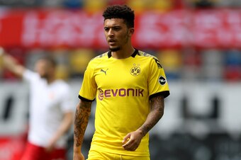 DUESSELDORF, GERMANY - JUNE 13: Jadon Sancho of Dortmund is seen during the Bundesliga match between Fortuna Duesseldorf and Borussia Dortmund at Merkur Spiel-Arena on June 13, 2020 in Duesseldorf, Germany. (Photo by Lars Baron/Getty Images)