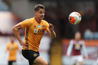 BIRMINGHAM, ENGLAND - JUNE 27: Leander Dendoncker of Wolverhampton Wanderers during the Premier League match between Aston Villa and Wolverhampton Wanderers at Villa Park on June 27, 2020 in Birmingham, United Kingdom. (Photo by Matthew Ashton - AMA/Getty