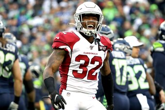 SEATTLE, WASHINGTON - DECEMBER 22: Strong safety Budda Baker #32 of the Arizona Cardinals celebrates after a defensive stop against the Seattle Seahawks during the game at CenturyLink Field on December 22, 2019 in Seattle, Washington. (Photo by Abbie Parr
