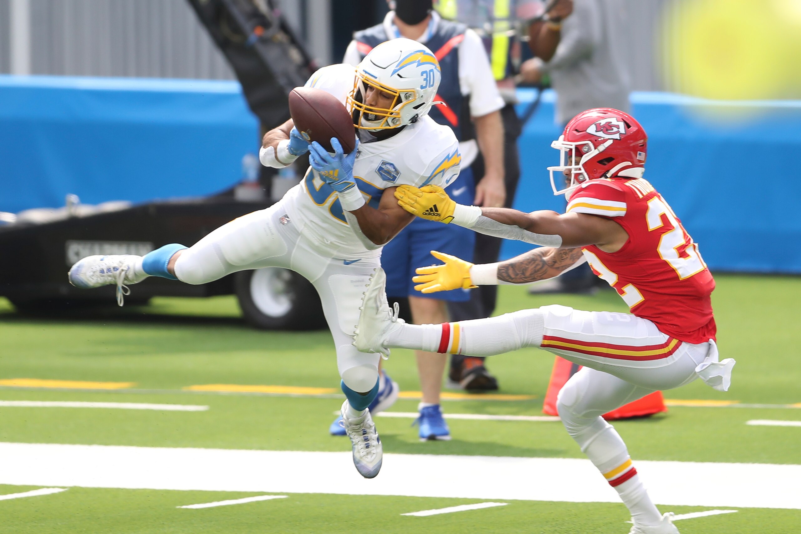 Austin Ekeler was happy with how his receiving game picked up with Herbert at quarterback. Austin Ekeler was happy with how his receiving game picked up with Herbert at quarterback.
