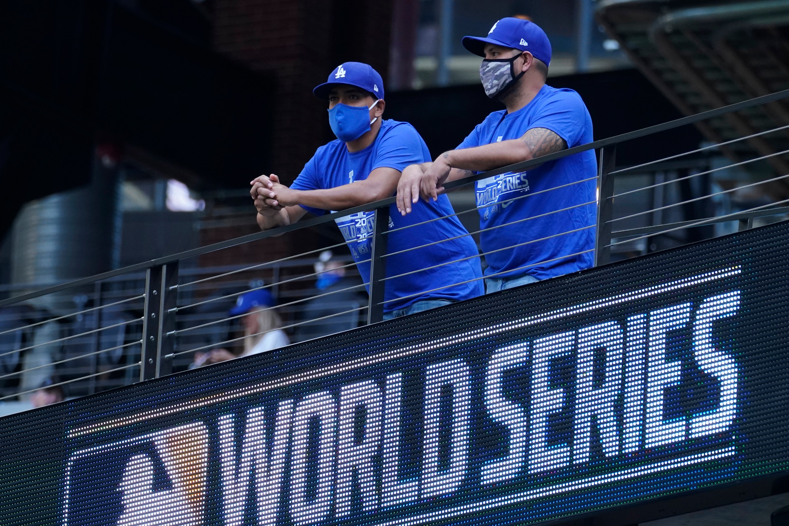 Fans attending this year's World Series are regularly reminded to wear masks and take other precautions as a result of the coronavirus pandemic.