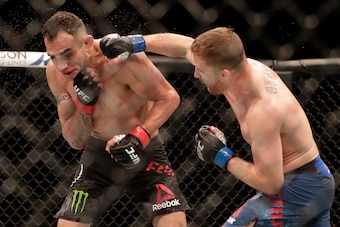 Tony Ferguson (left) and Justin Gaethje fought at the rescheduled UFC 249