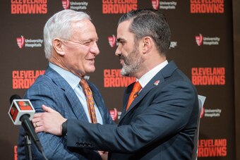 Browns managing and principal partner Jimmy Haslam (left) and head coach Kevin Stefanski (right)