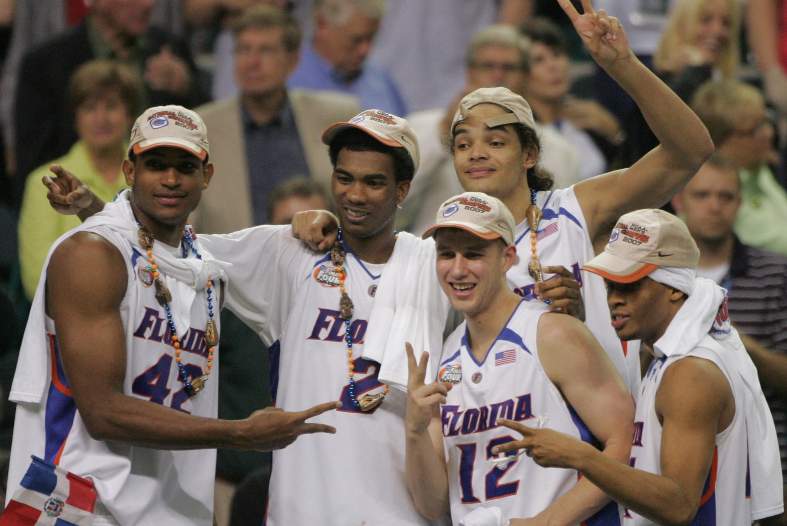 Florida celebrates its second consecutive basketball championship in 2007. Florida celebrates its second consecutive basketball championship in 2007.