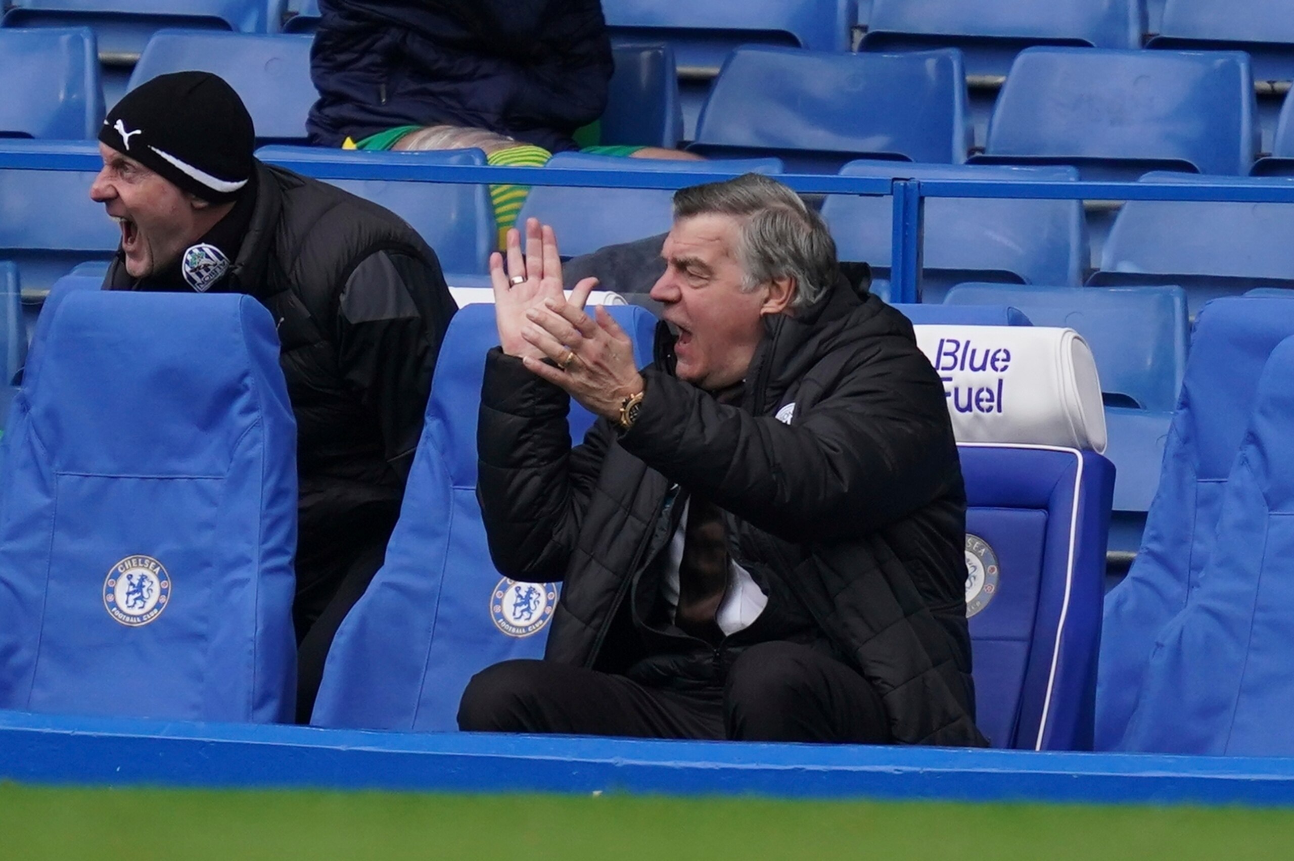 Big Sam enjoying the moment at Stamford Bridge Big Sam enjoying the moment at Stamford Bridge