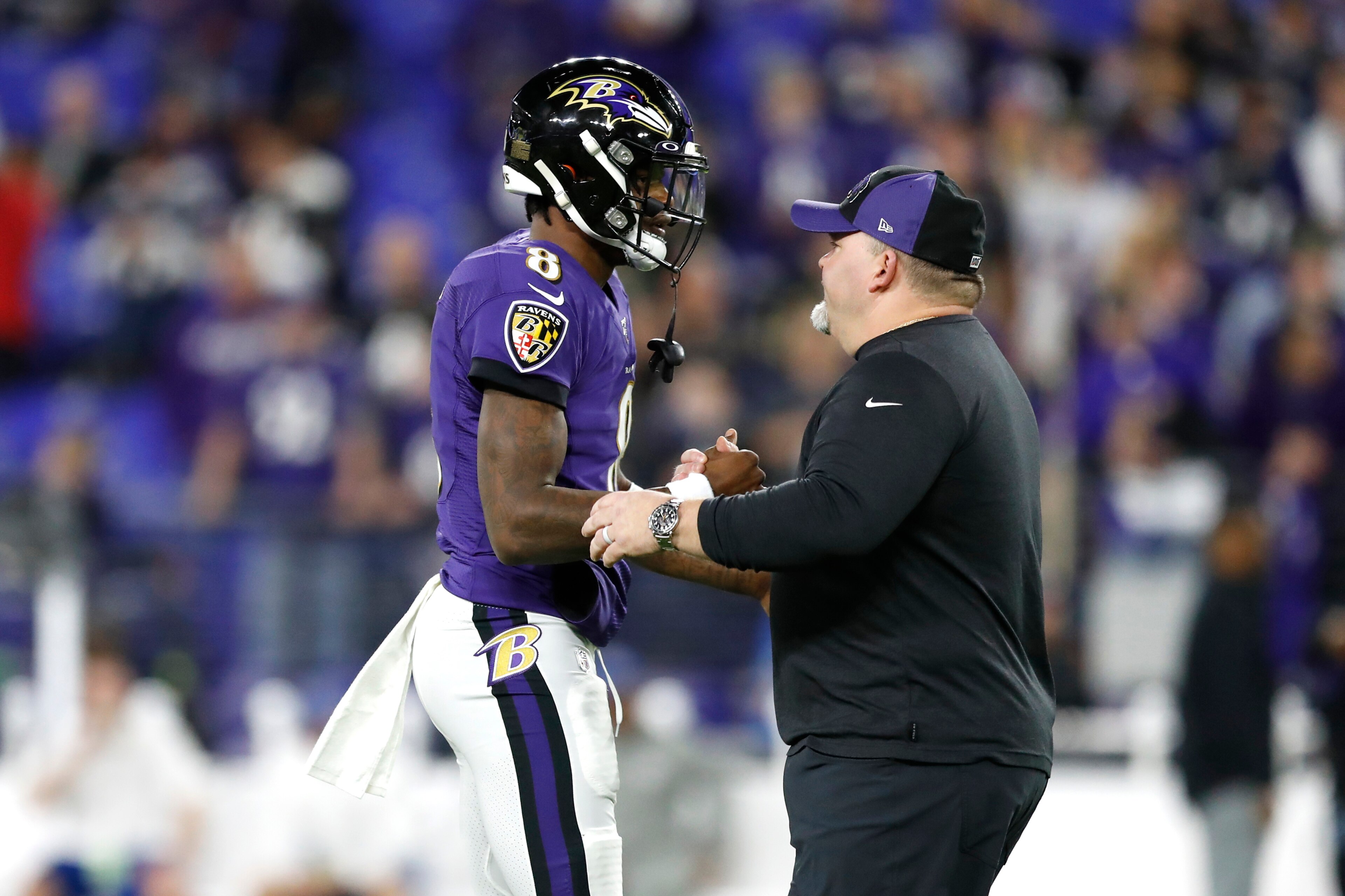 Lamar Jackson and offensive coordinator Greg Roman Lamar Jackson and offensive coordinator Greg Roman