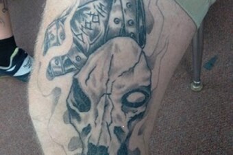 Erick Redbeard's tribute tattoo to former tag-team partner Luke Harper (aka Mr. Brodie Lee).