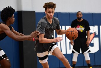 WALNUT CREEK, CA - SEPTEMBER 15: Dyson Daniels of Team Ignite handles the ball during an NBA G League Practice and Scrimmage on September 15, 2021 at Ultimate Fieldhouse in Walnut Creek, California. NOTE TO USER: User expressly acknowledges and agrees tha