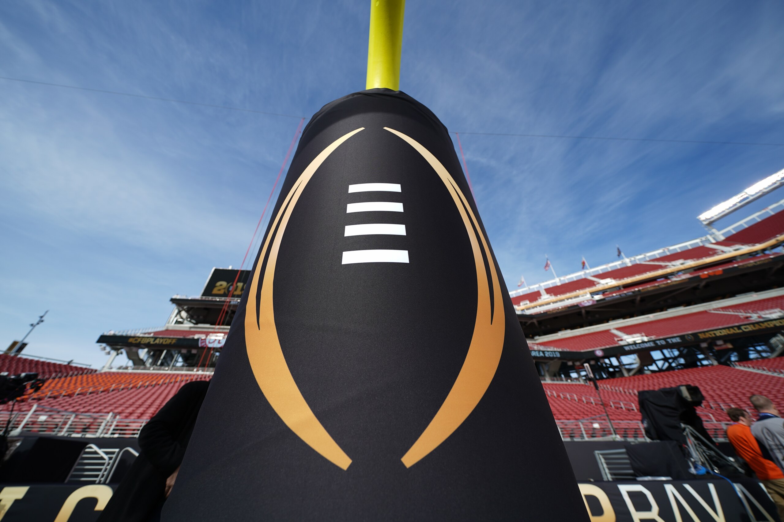 SANTA CLARA, CA - JANUARY 07: Goal post prior to the start of the Alabama Crimson Tide's game versus the Clemson Tigers in the College Football Playoff National Championship game on January 7, 2019, at Levi's Stadium in Santa Clara, CA. (Photo by Robin Al